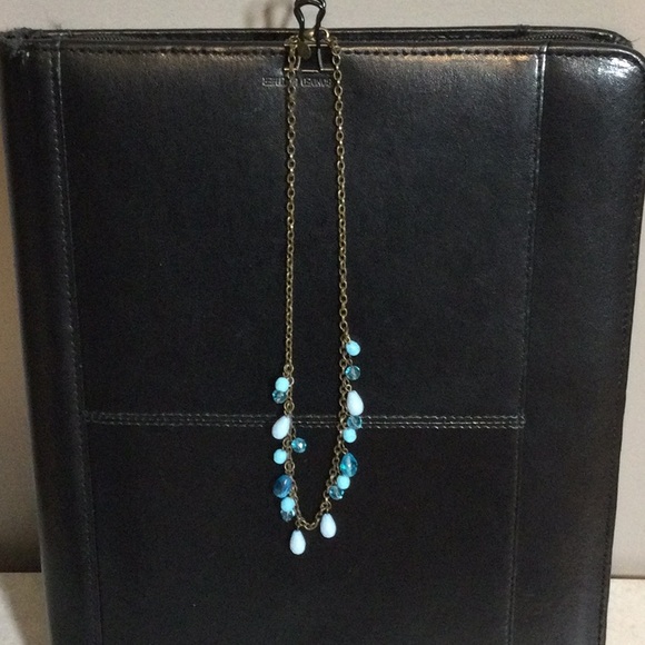 Turquoise beads on bronze chain necklace - Picture 2 of 7